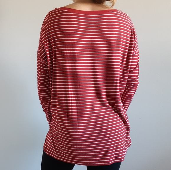 Red and White Stripped Long Sleeve Shirt - Picture 3 of 6